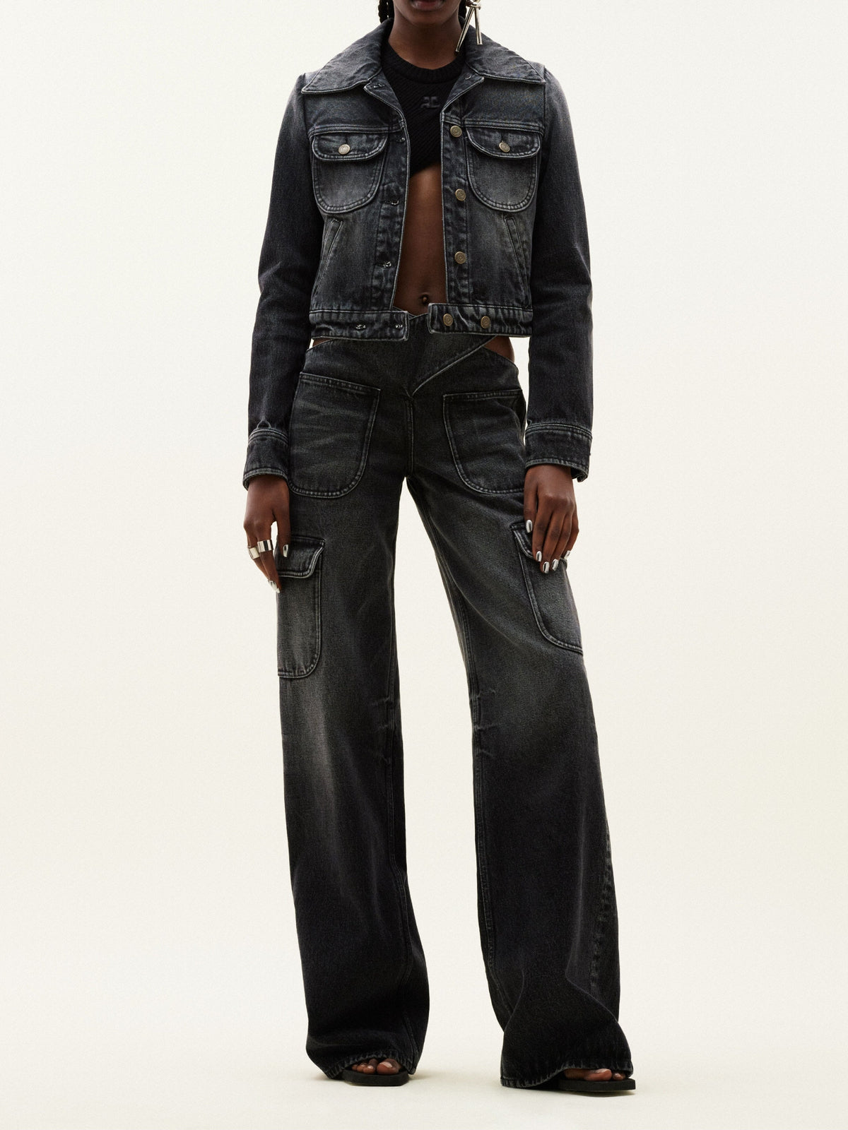 Blouson Circle en denim - Stonewashed Grey