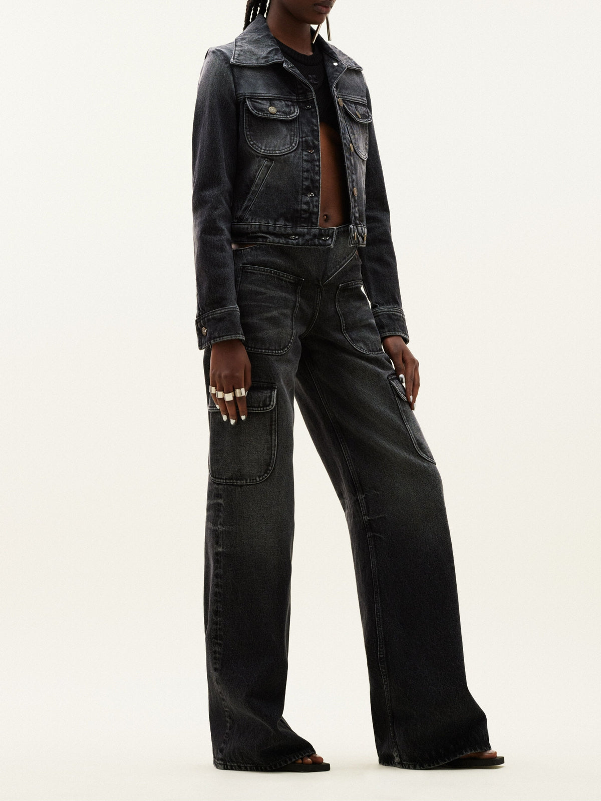 Blouson Circle en denim - Stonewashed Grey