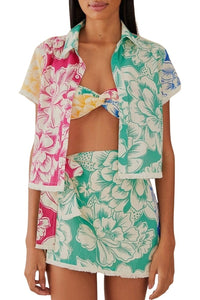 MEDIA OFF LINE_Mini-jupe Tropicale chita en coton - Vert