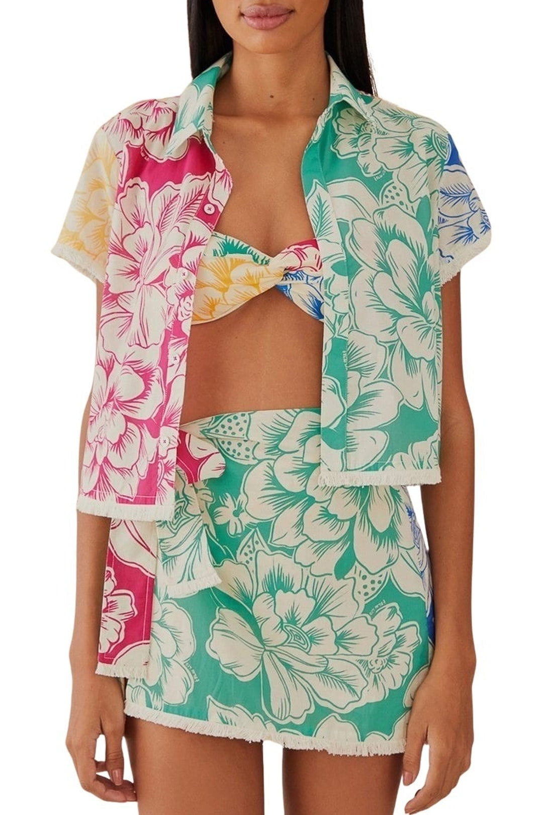 MEDIA OFF LINE_Mini-jupe Tropicale chita en coton - Vert