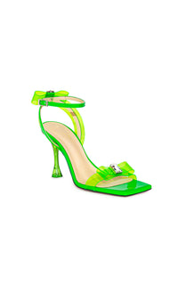 Bow 95 rhinestone sandals - Fluo Green