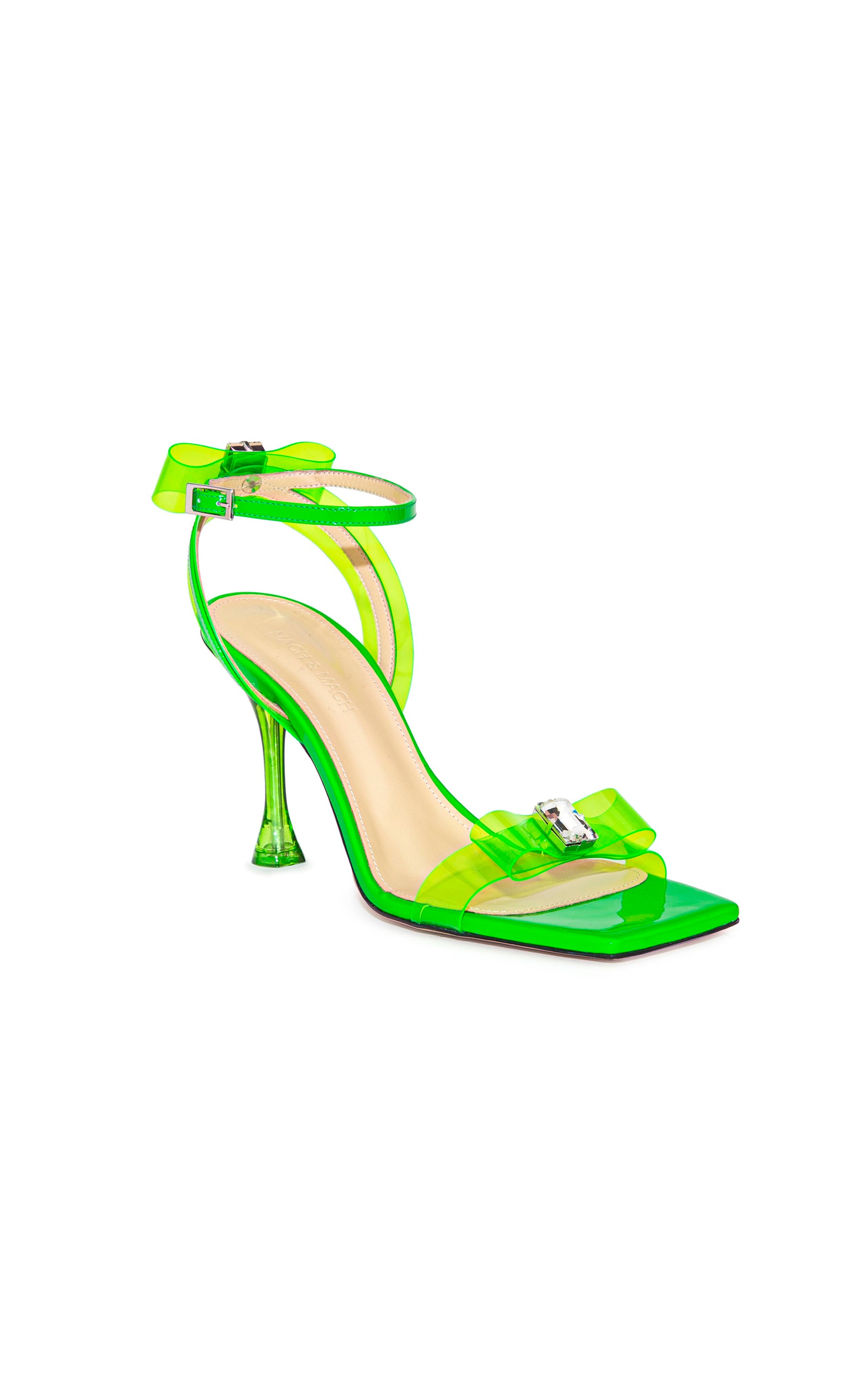 Bow 95 rhinestone sandals - Fluo Green