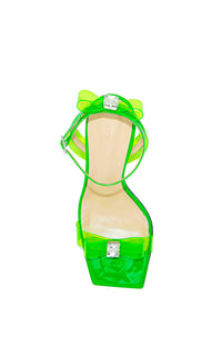 Bow 95 rhinestone sandals - Fluo Green