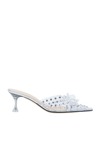 65 stiletto mules with rhinestones - Clear White