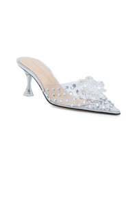 65 stiletto mules with rhinestones - Clear White