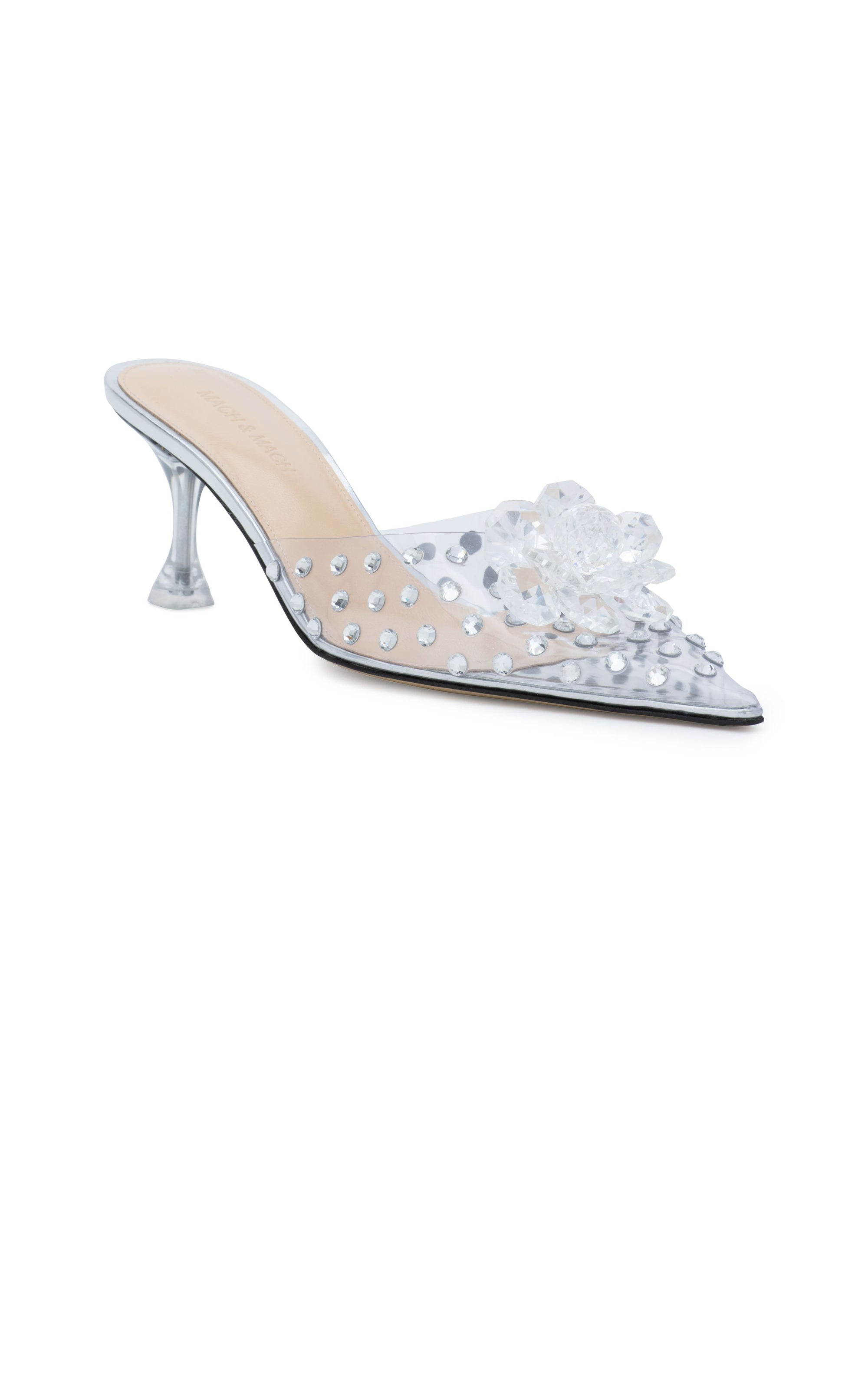 65 stiletto mules with rhinestones - Clear White