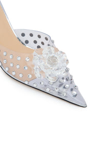 65 stiletto mules with rhinestones - Clear White