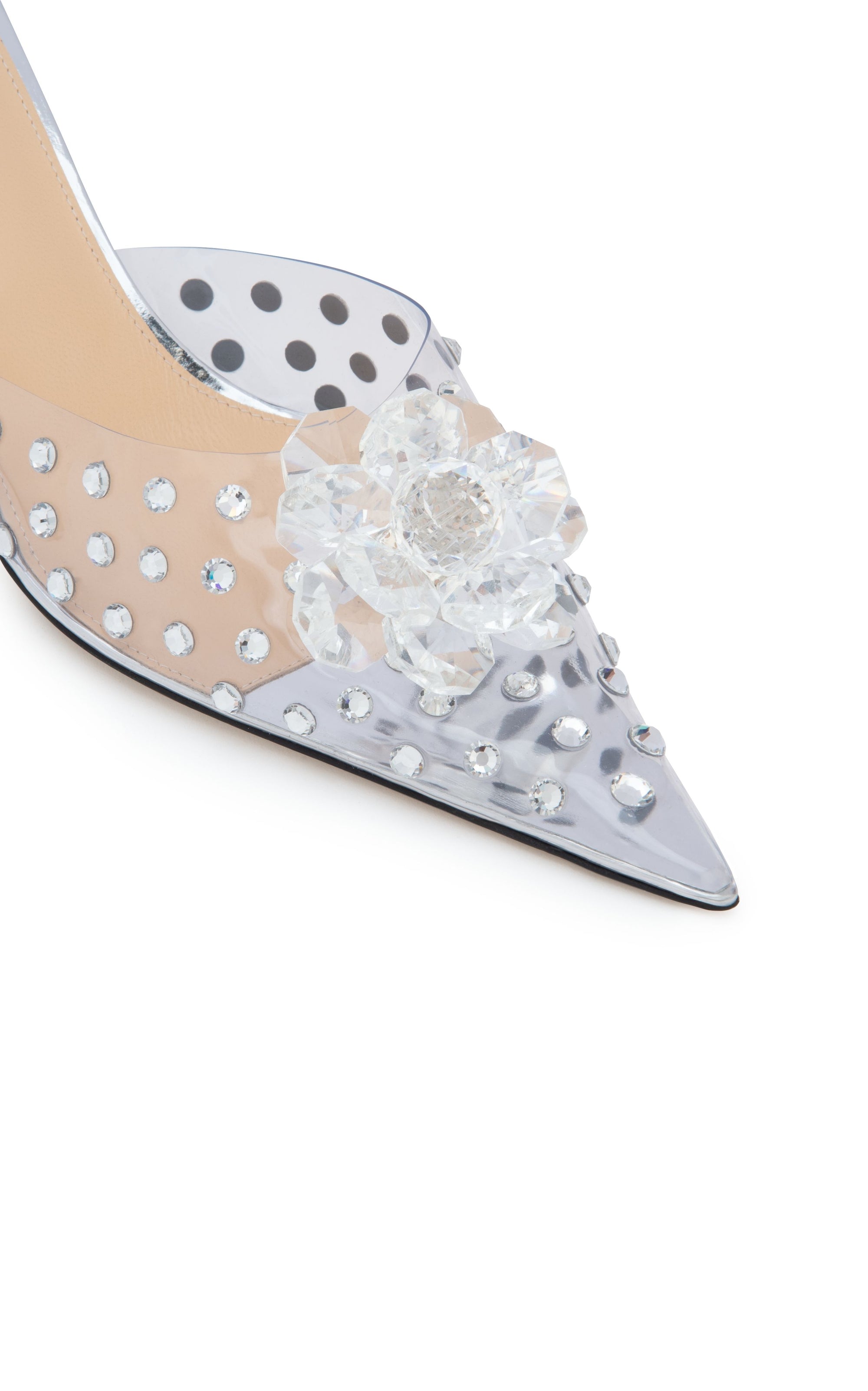 65 stiletto mules with rhinestones - Clear White
