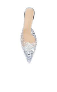 65 stiletto mules with rhinestones - Clear White