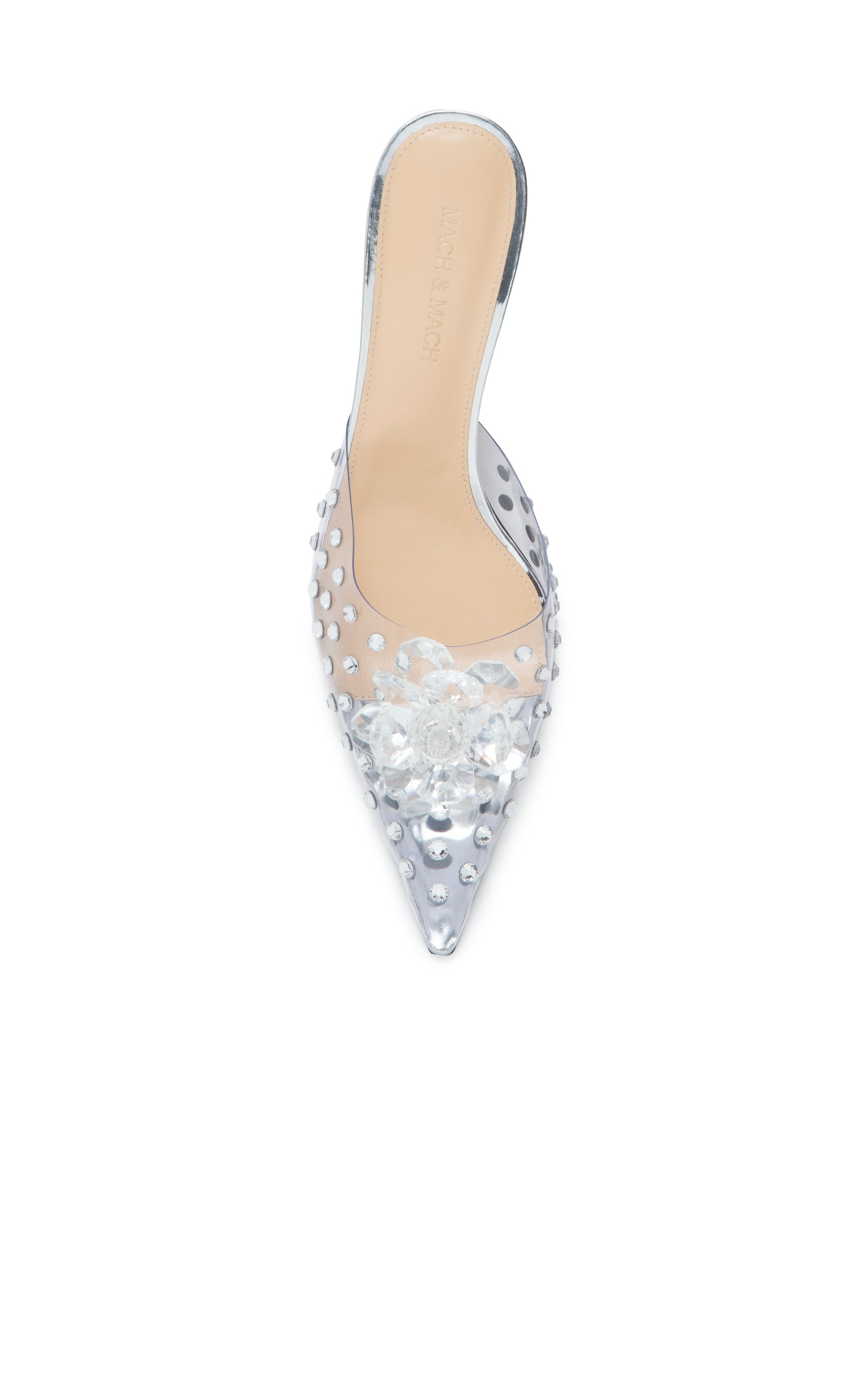 65 stiletto mules with rhinestones - Clear White