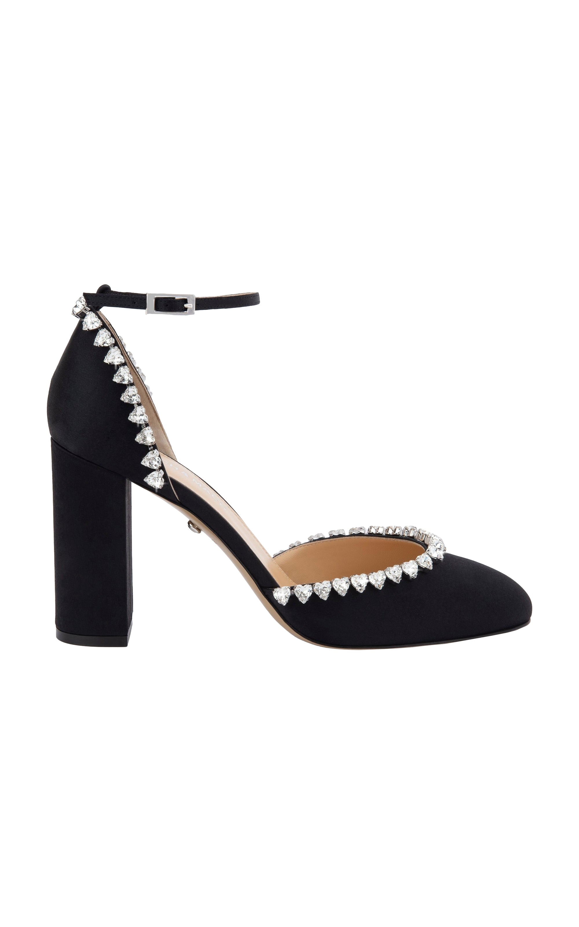 Audrey 95 strappy pumps in silk & strass - Black