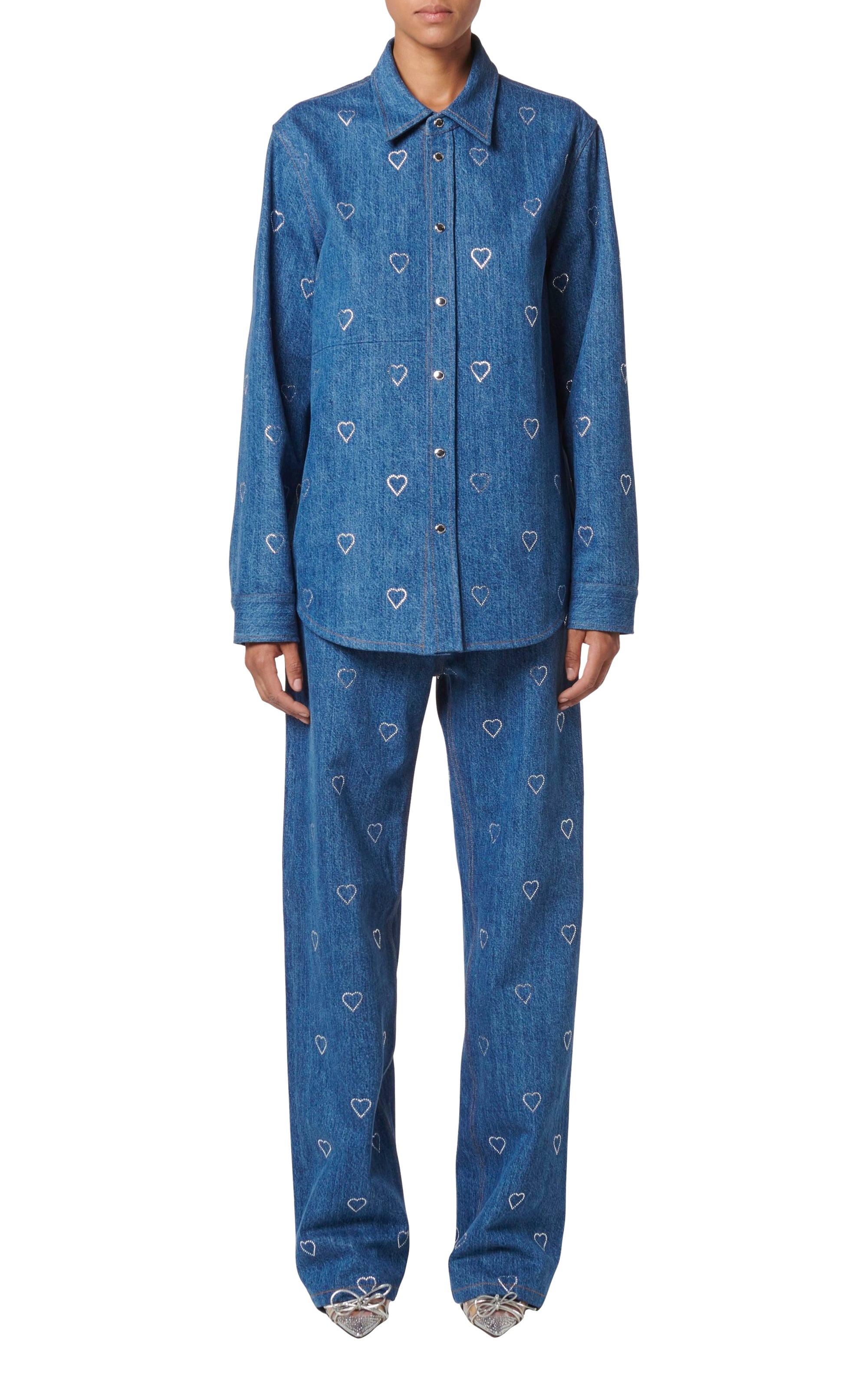 Heart Shaped Jeans with rhinestones - Blue