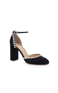 Audrey 95 strappy pumps in silk & strass - Black