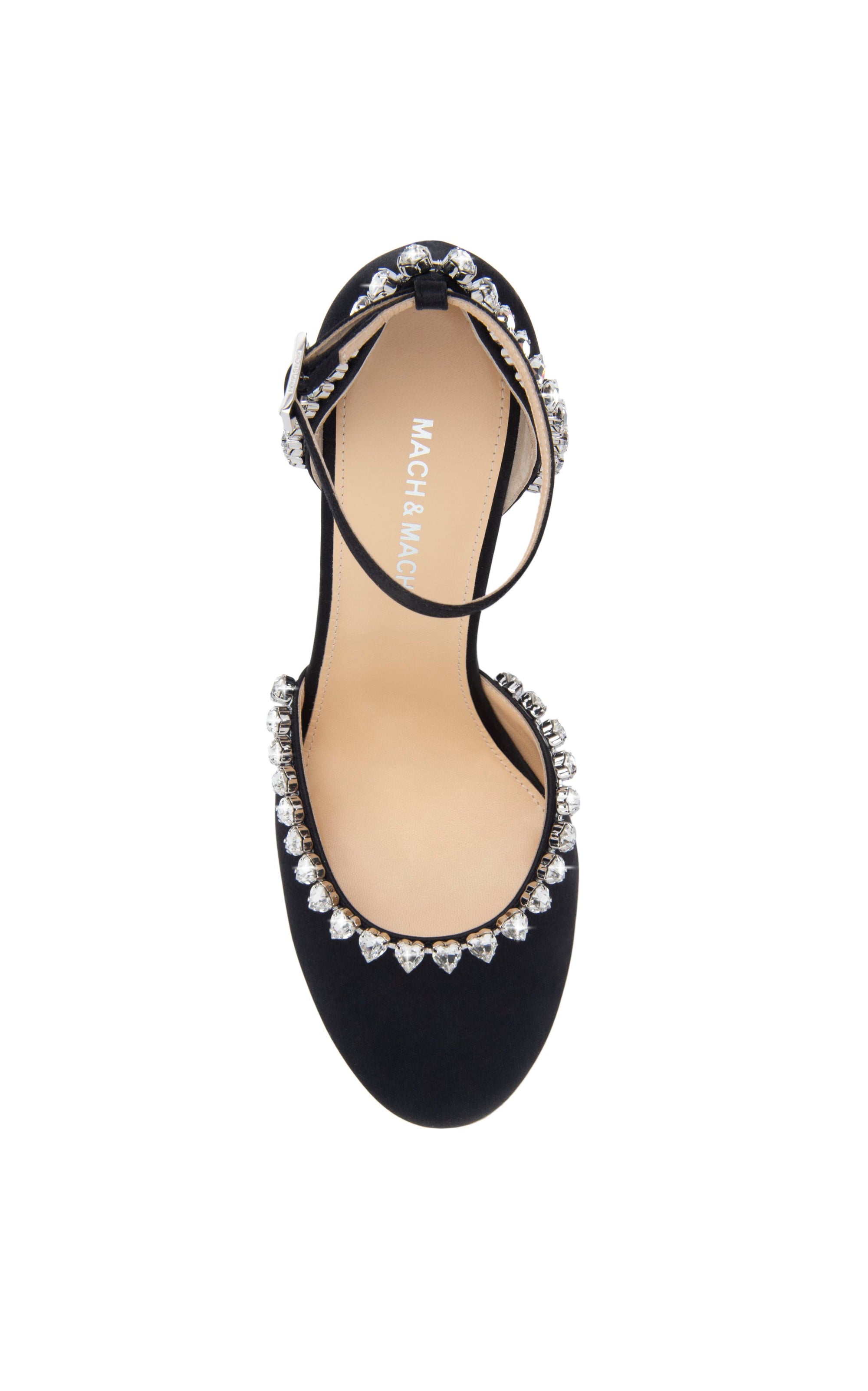 Audrey 95 strappy pumps in silk & strass - Black
