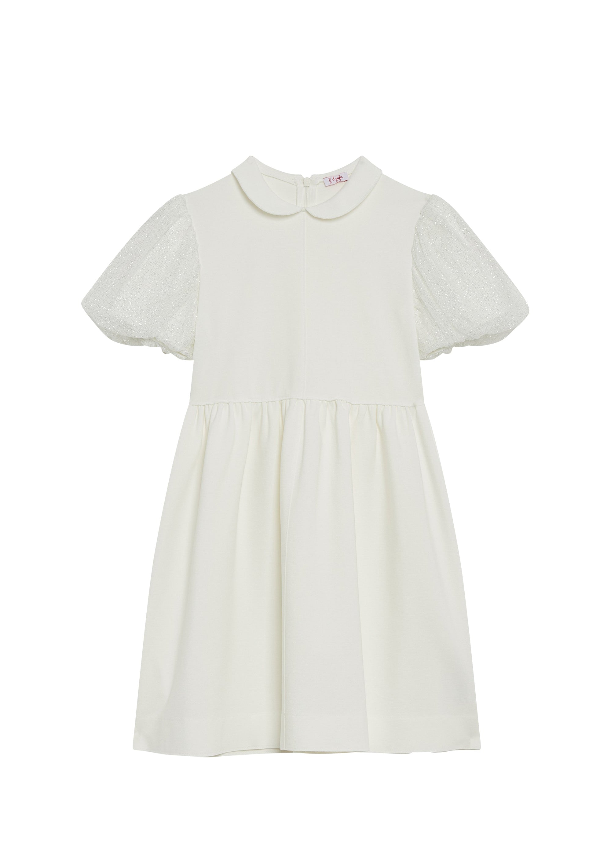 Short-sleeved tulle dress - Latte & Bianco