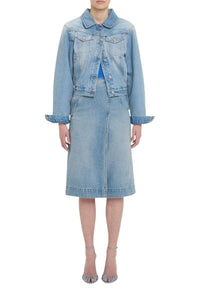 Padded Denim Jacket - Pale Blue Wash