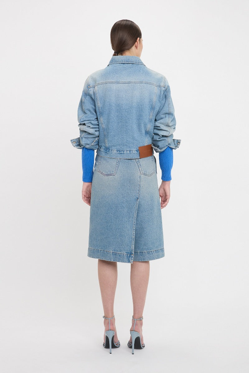 Padded Denim Jacket - Pale Blue Wash