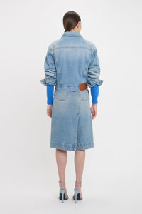 Padded Denim Jacket - Pale Blue Wash