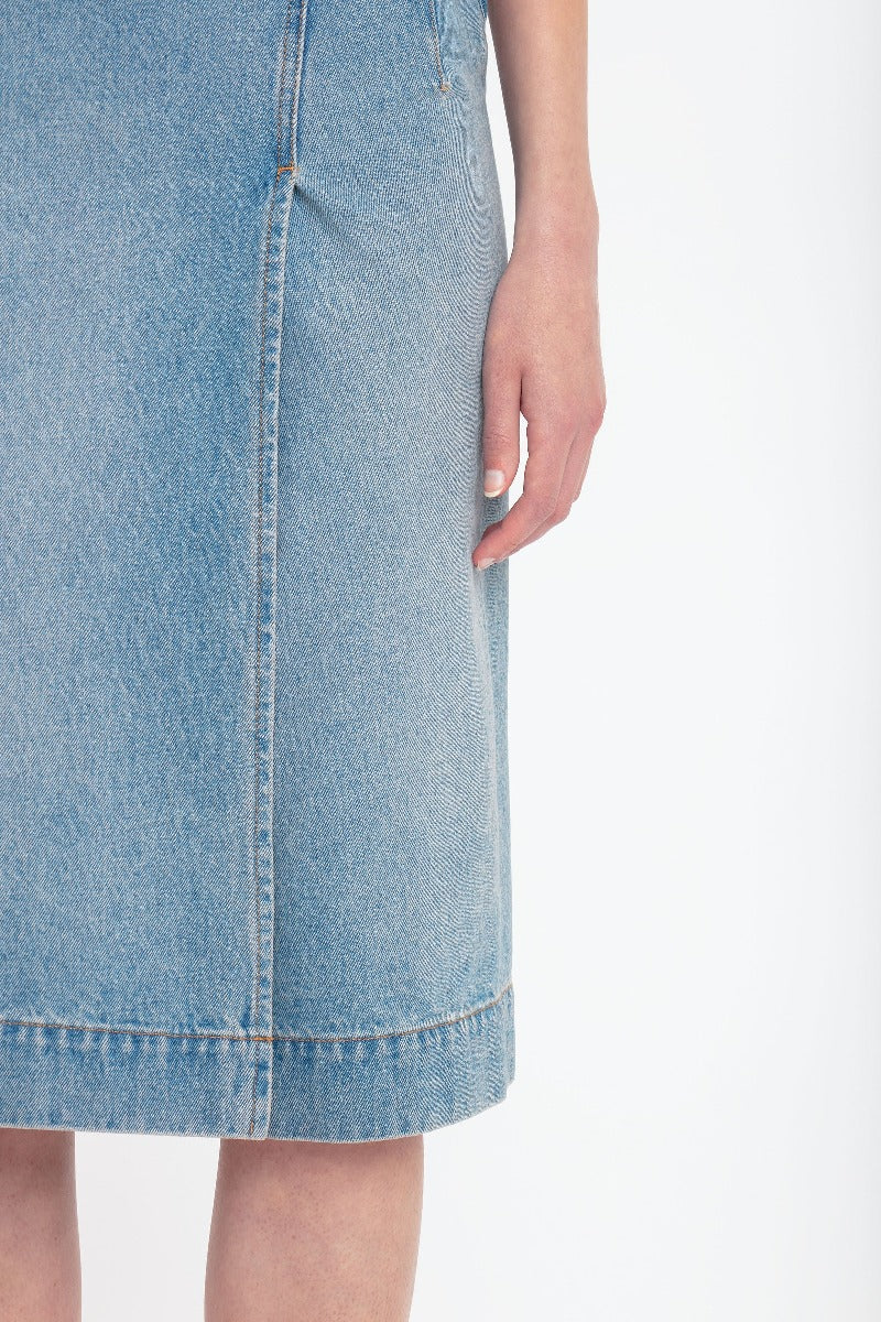 Denim Wrap Detail Skirt - Pale Blue Wash