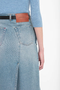 Denim Wrap Detail Skirt - Pale Blue Wash