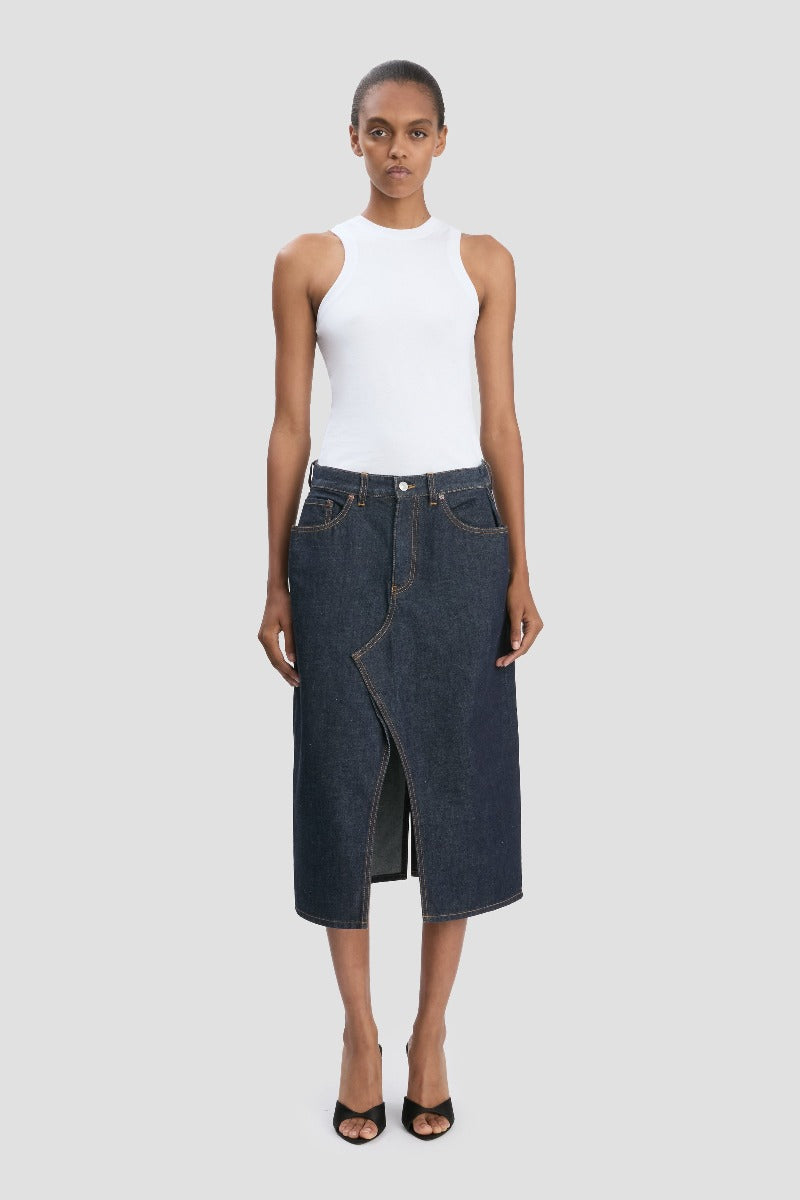 Kick Pocket Denim Skirt - Light Rinse