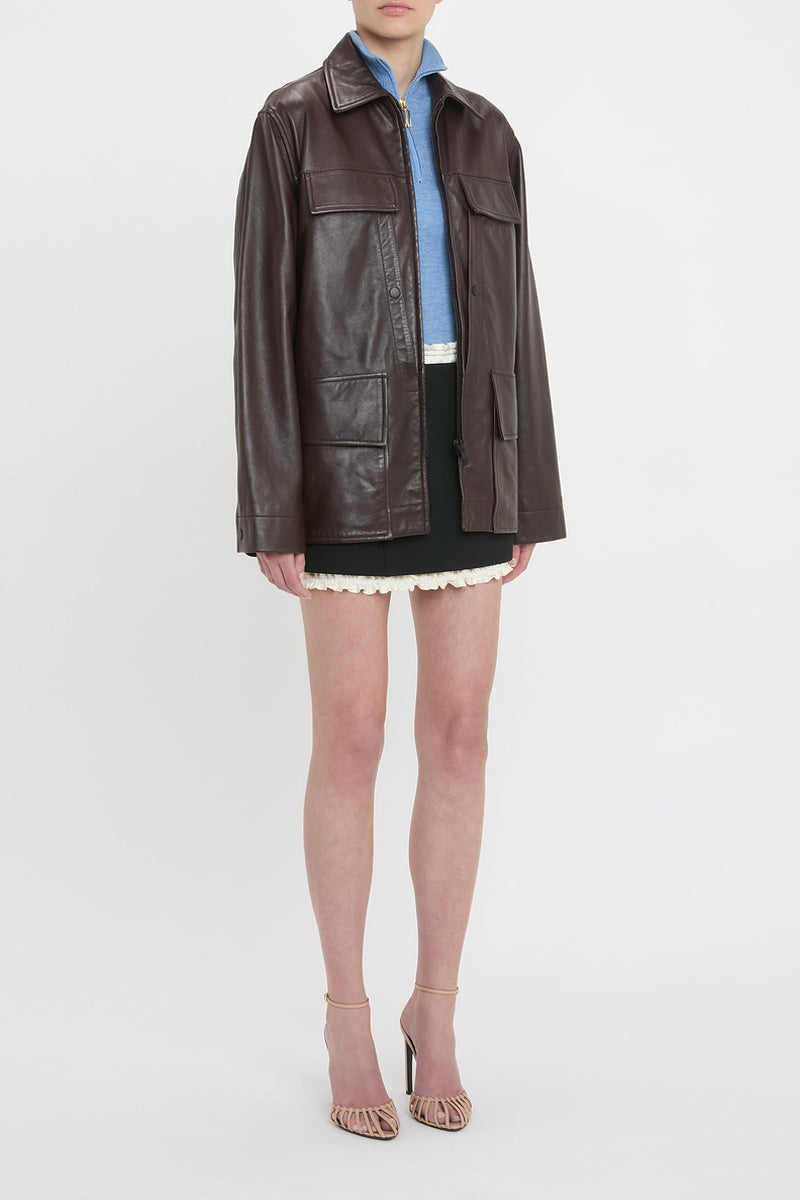 Leather Chore Jacket - Ebony