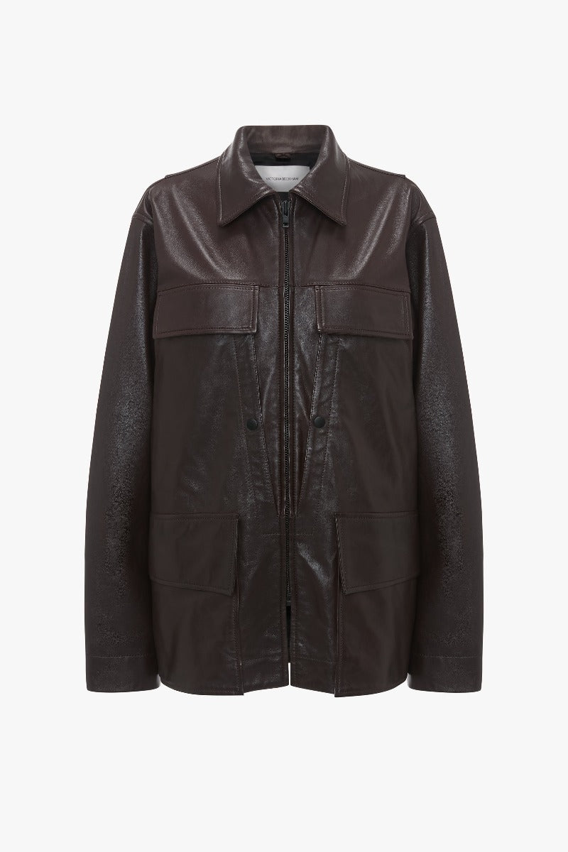 Leather Chore Jacket - Ebony