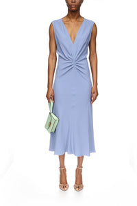 Sleeveless Gathered Waist Midi Dress - Bluebell