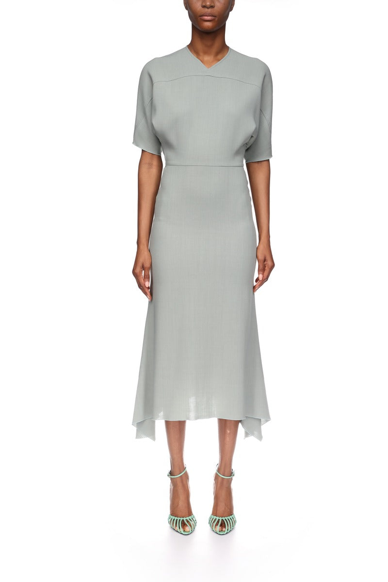 Drop Sleeve Kick Midi Dress - Wasabi