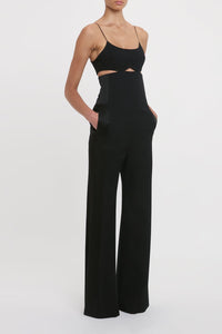 Cut-Out Detail Cami Jumpsuit - Black