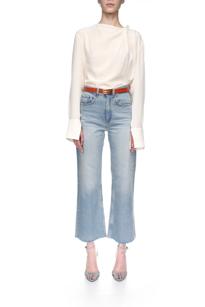 Twist Detail Scarf Top - Ivory