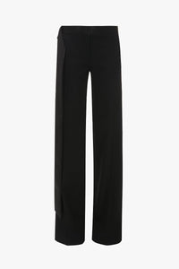Low Waist Satin Detail Trouser - Black