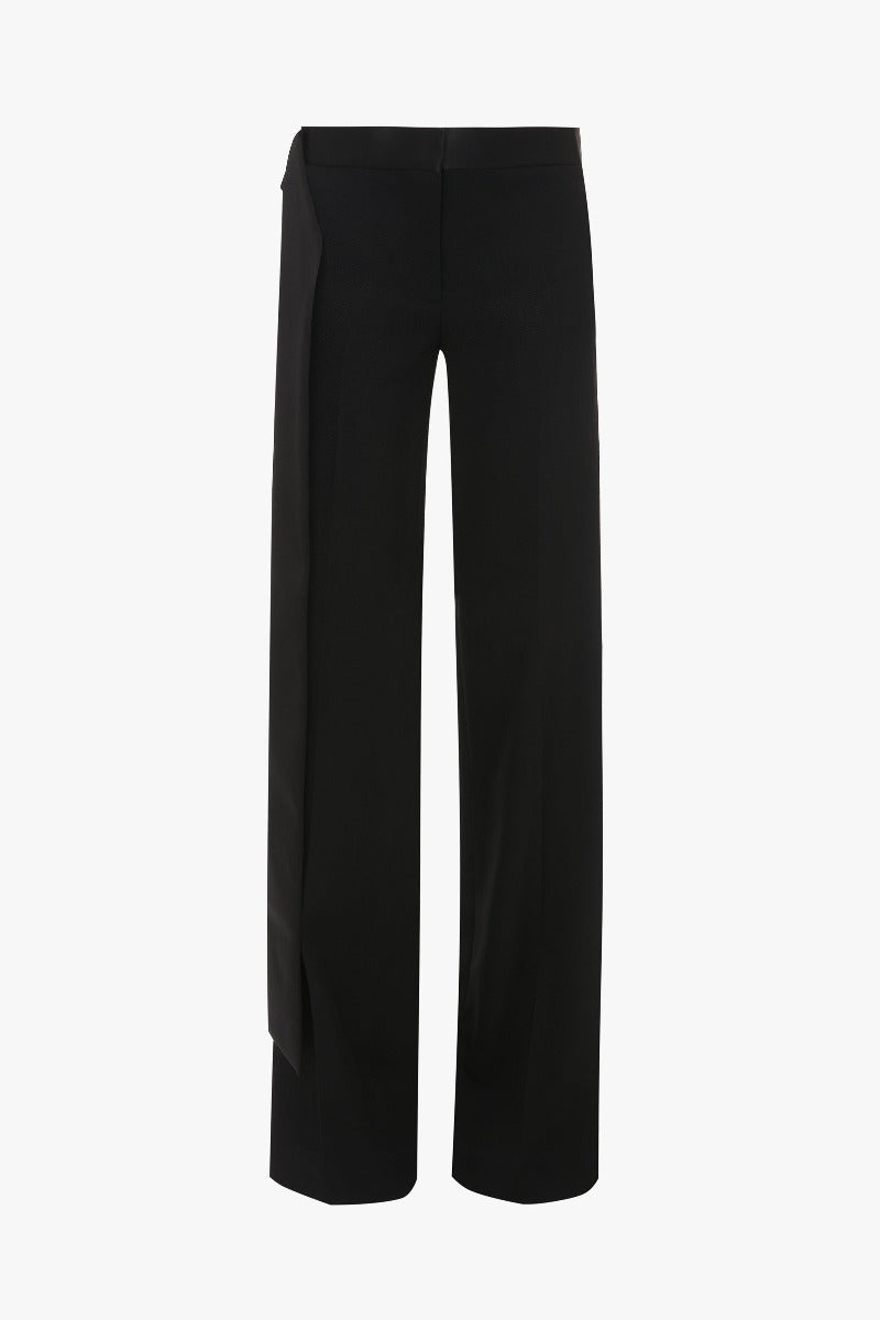 Low Waist Satin Detail Trouser - Black