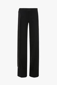 Low Waist Satin Detail Trouser - Black