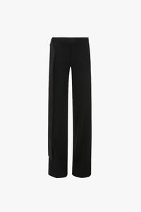 Low Waist Satin Detail Trouser - Black