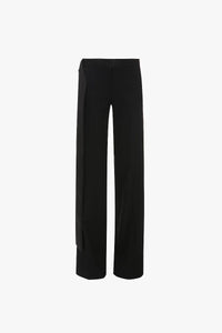 Low Waist Satin Detail Trouser - Black