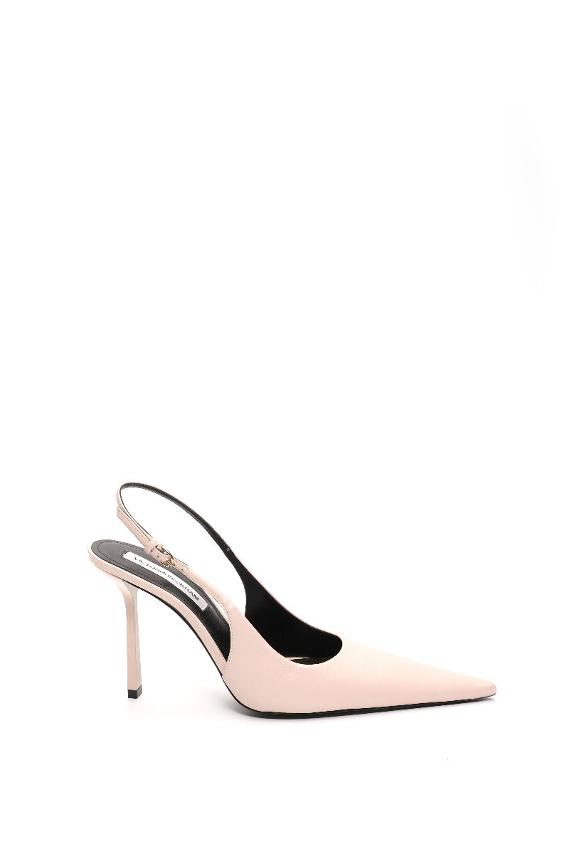 100Mm Pointed Slingback - Pale Rose
