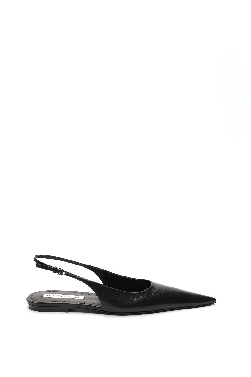 Flat Pointed Slingback - Black