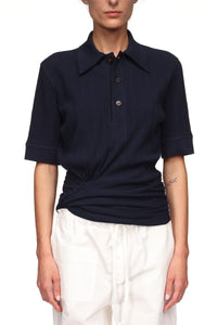 Twist Detail Polo Top - Navy