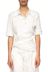 Twist Detail Polo Top - White