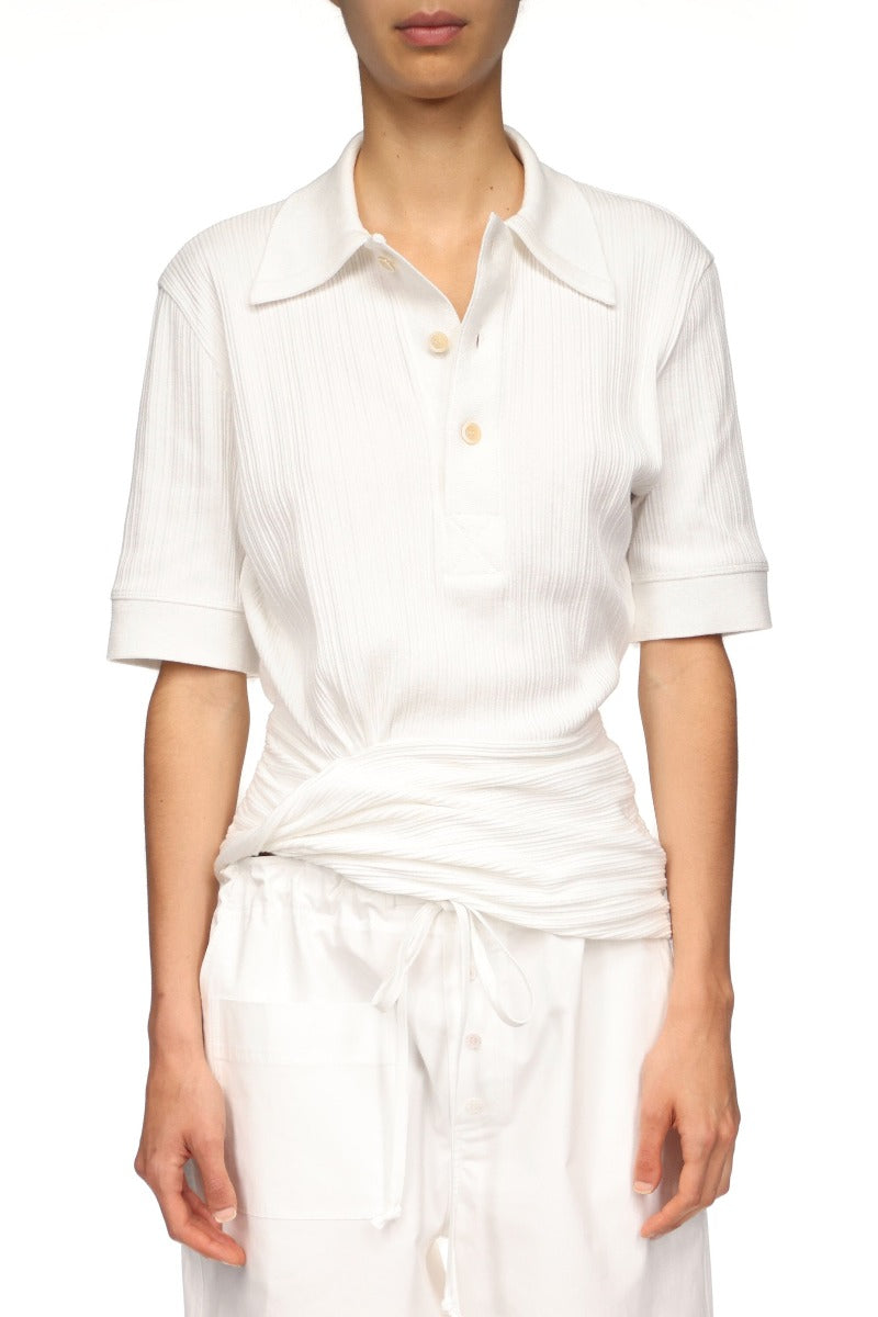 Twist Detail Polo Top - White