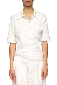 Twist Detail Polo Top - White