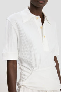 Twist Detail Polo Top - White