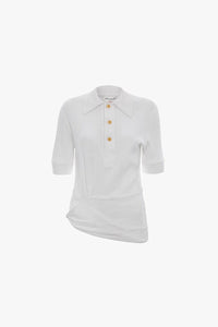 Twist Detail Polo Top - White