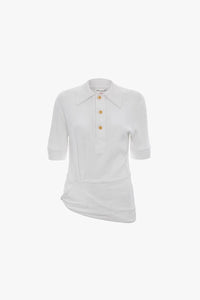 Twist Detail Polo Top - White