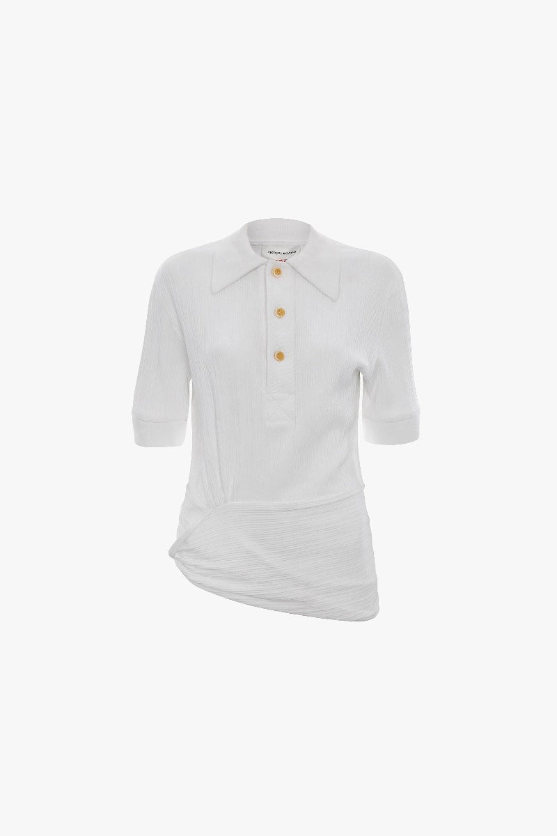 Twist Detail Polo Top - White