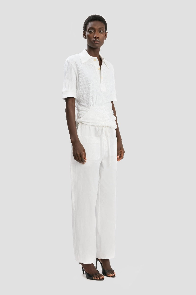Twist Detail Polo Top - White