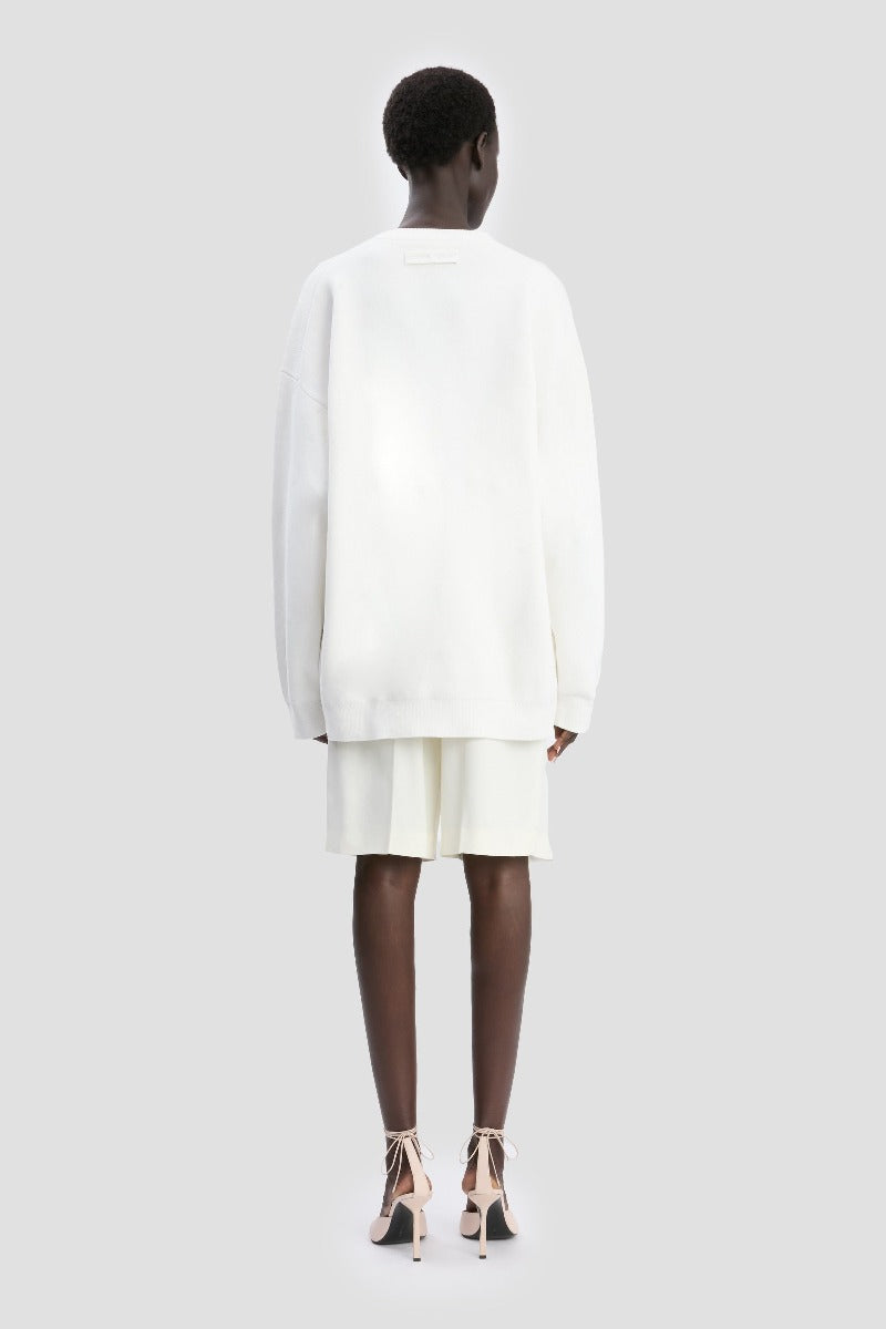 Relaxed Fit V-Neck Jumper - White