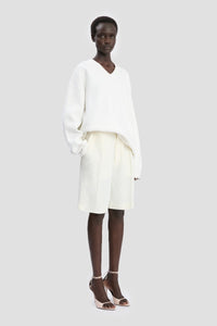 Relaxed Fit V-Neck Jumper - White