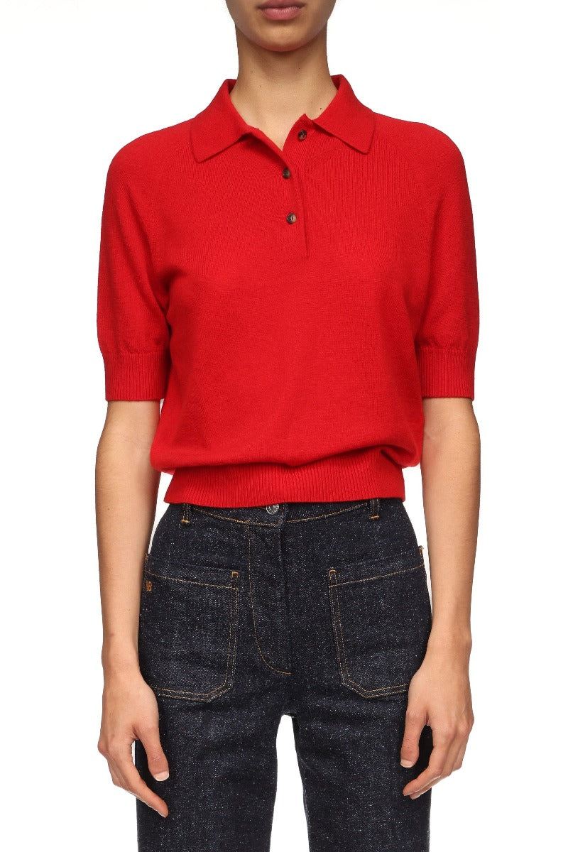 Polo Collar T-Shirt - Cardinal Red